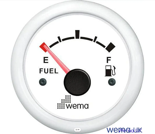 Wema 110326 Fuel Level Gauge White with White Bezel 240-30 Ohms