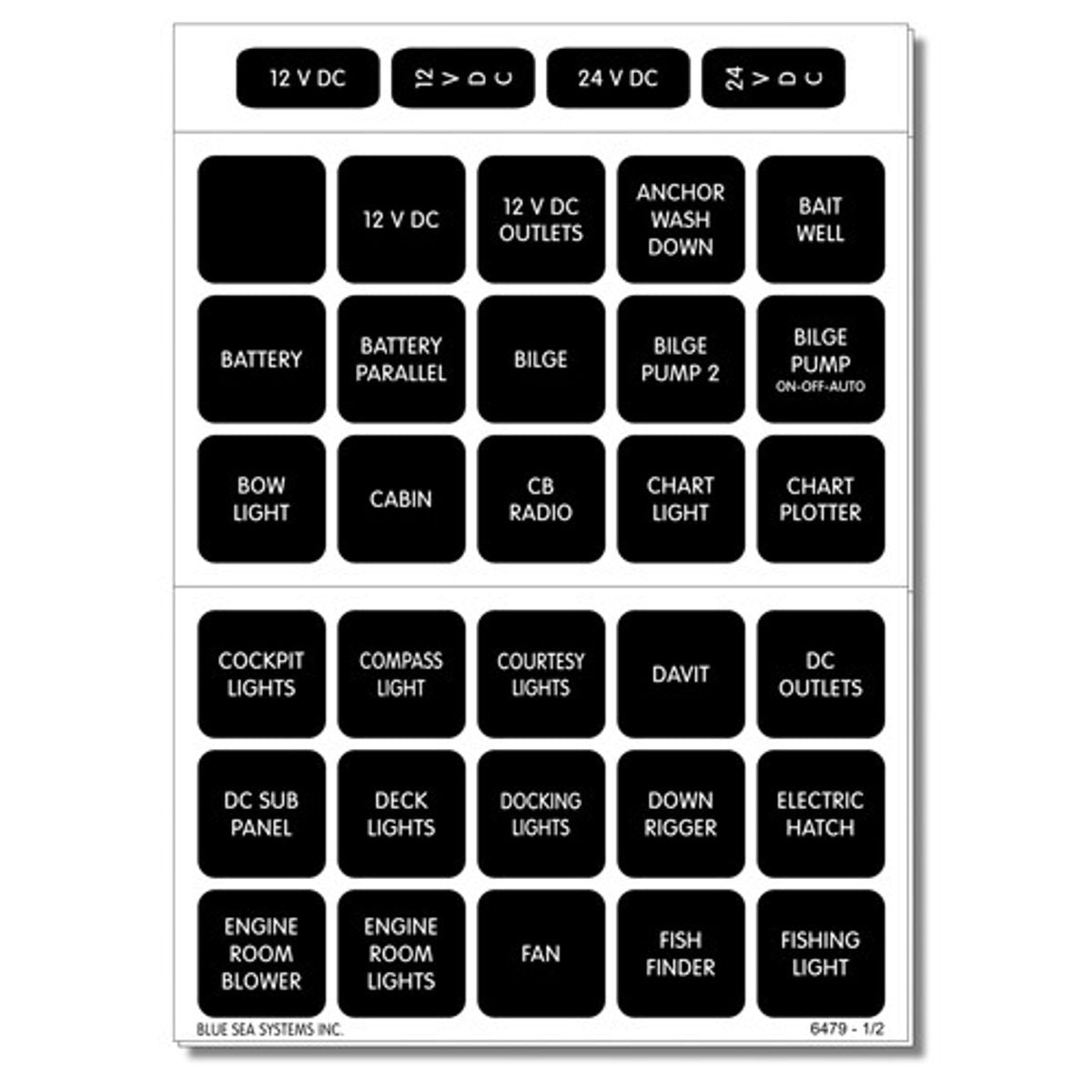 Blue Sea Square DC Label Kit (60)