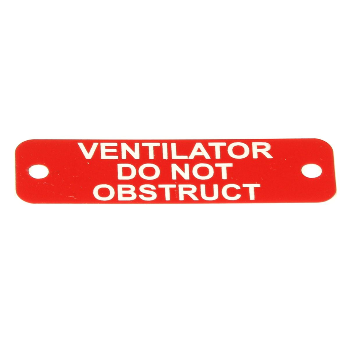 Vent Do Not Obstruct Label (S) Red with White Engraving 75mm x 22mm