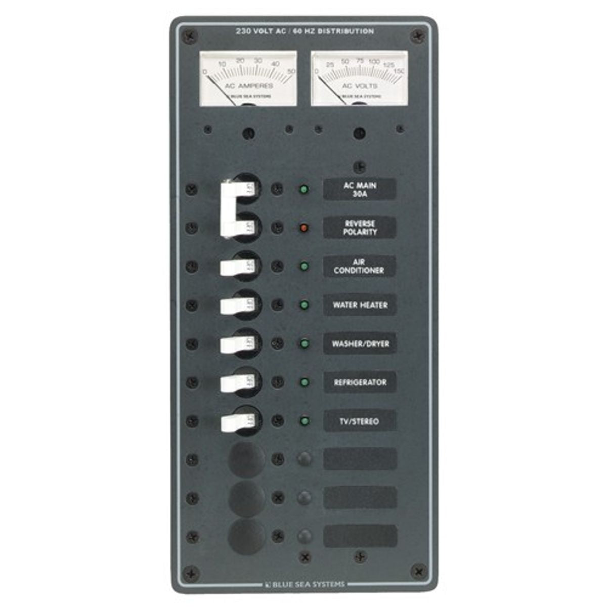 Blue Sea Panel 230V D/Pole In +5CB+3 Spare