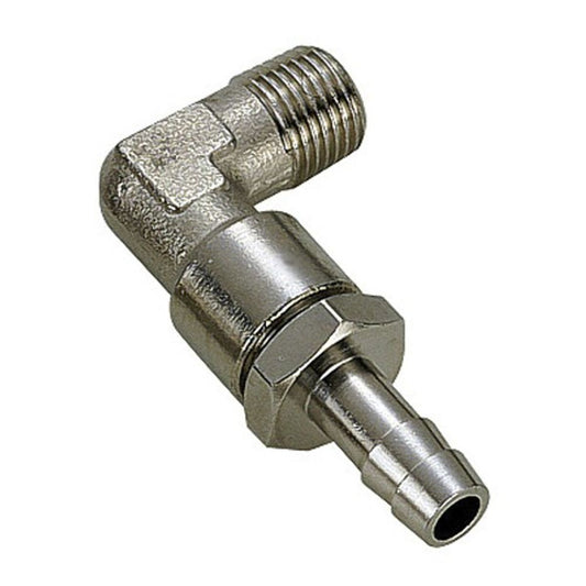 1/4inBSP 90 DEGREE CHROME BRASS 10mm HOSE CONNECTOR 2-20207