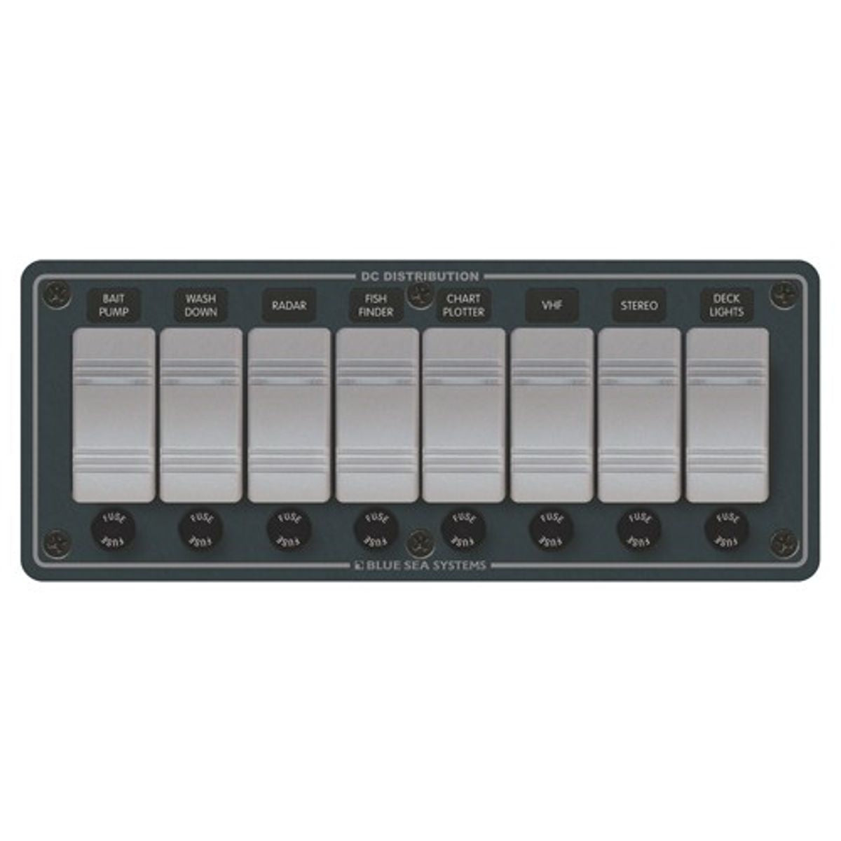 Blue Sea 8-Position IP66 Waterproof Panel Horizontal Black