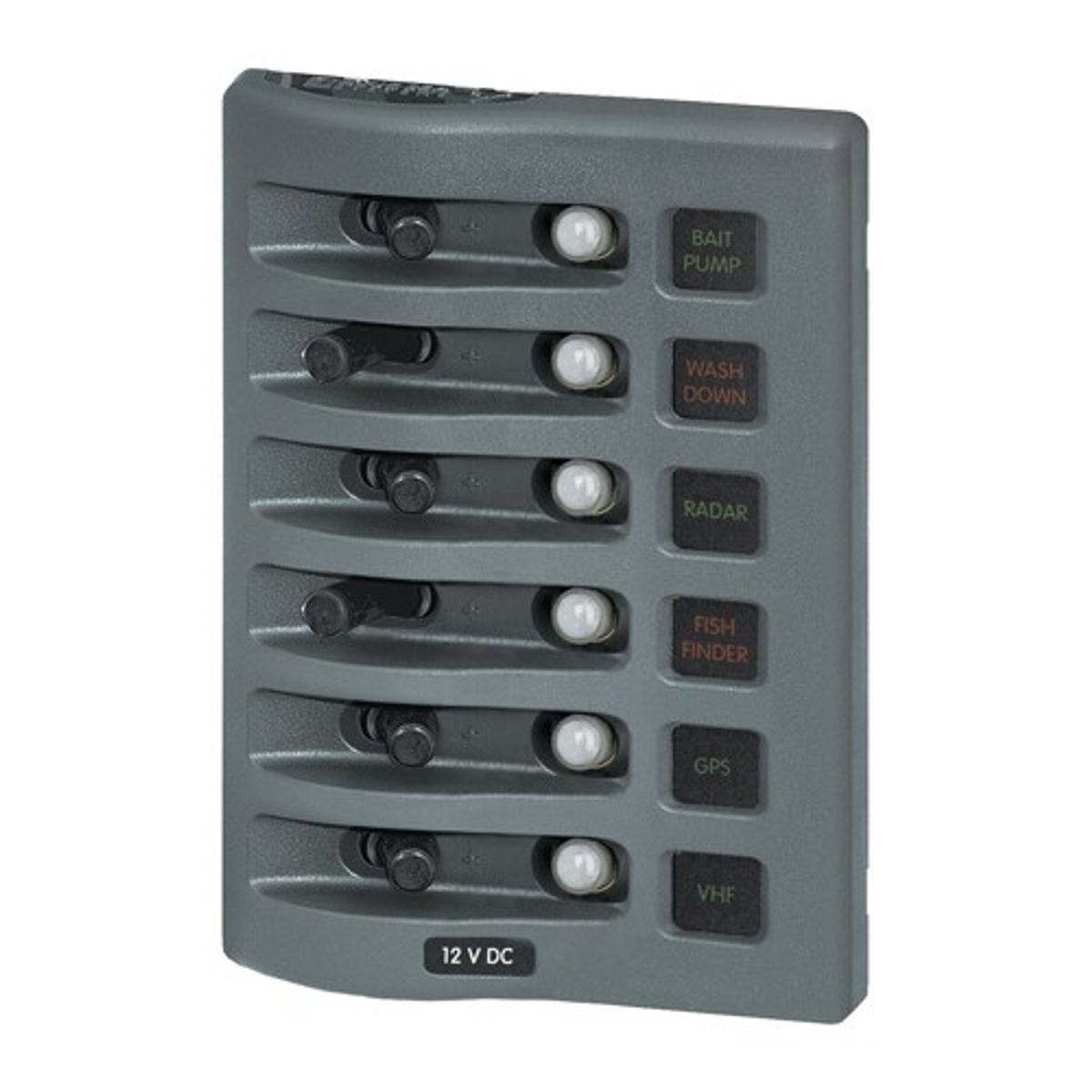 Blue Sea 6-Position IP67 Waterproof Vertical Panel Grey