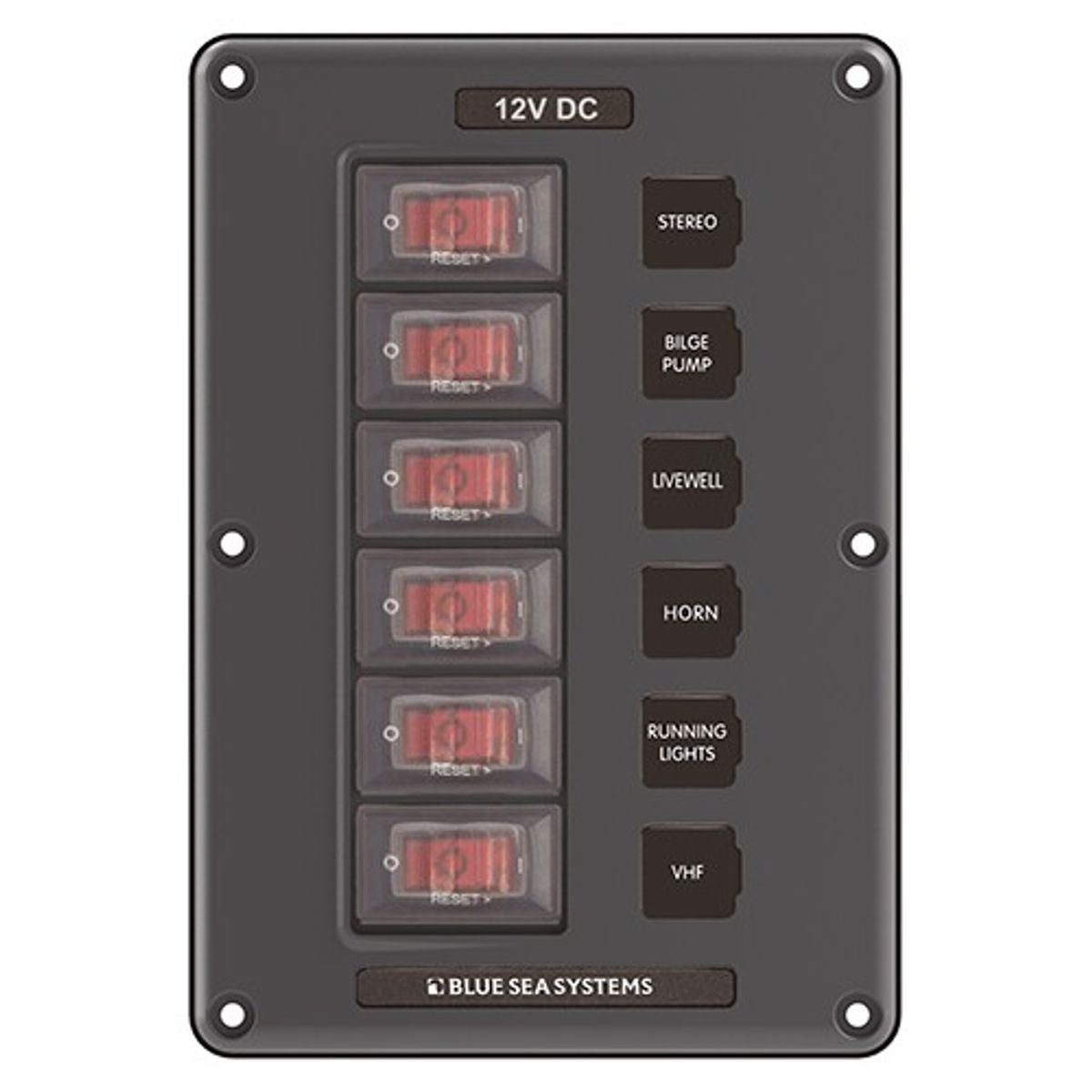 Blue Sea IP66 Circuit Breaker Switch Panel 6 Position Grey
