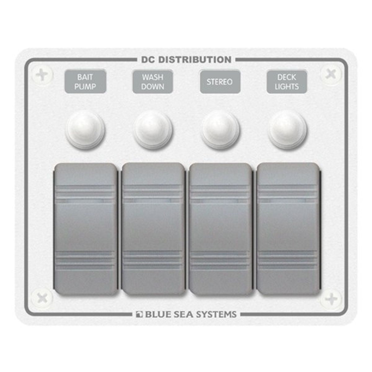 Blue Sea 4-Position IP66 Waterproof Panel Horizontal White