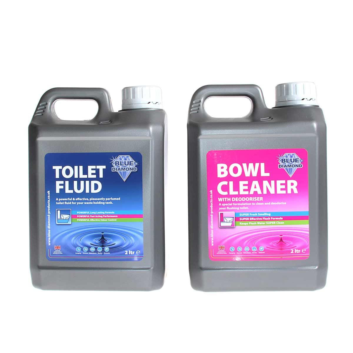 BLUE DIAMOND 2L DOUBLE PACK TOILET FLUID BLUE + BOWL CLEANER PINK BD-BD100