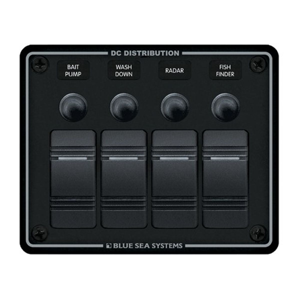 Blue Sea 4-Pos IP66 Waterproof Horizontal C/B Panel Black