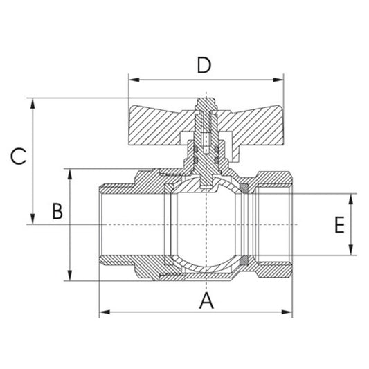 AG Tee Ball Valve PN50 1/4" BSP Male to Female 1-75290