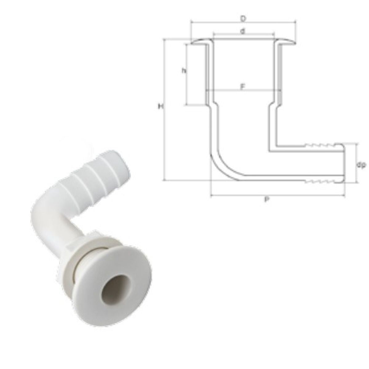 PLASTIC SKIN FITTING 90 DEG 1 1/2in HOSE 3-87075