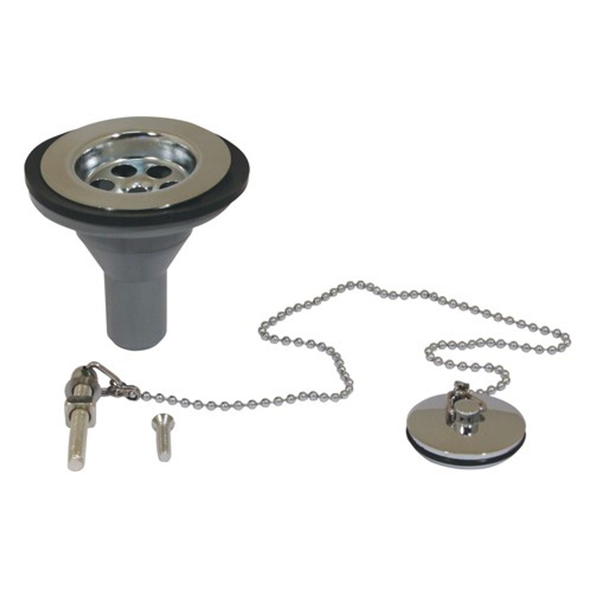 CHROME SINK WASTE PLUG+CHAIN 3/4inHOSE STRT  9-68030