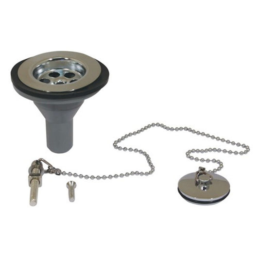 CHROME SINK WASTE PLUG+CHAIN 3/4inHOSE STRT  9-68030
