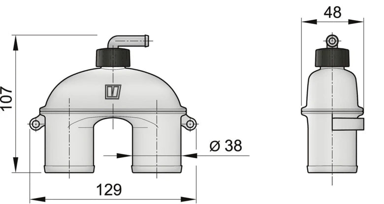 Anti-syphon device with valve, for 38mm hose ASD38V