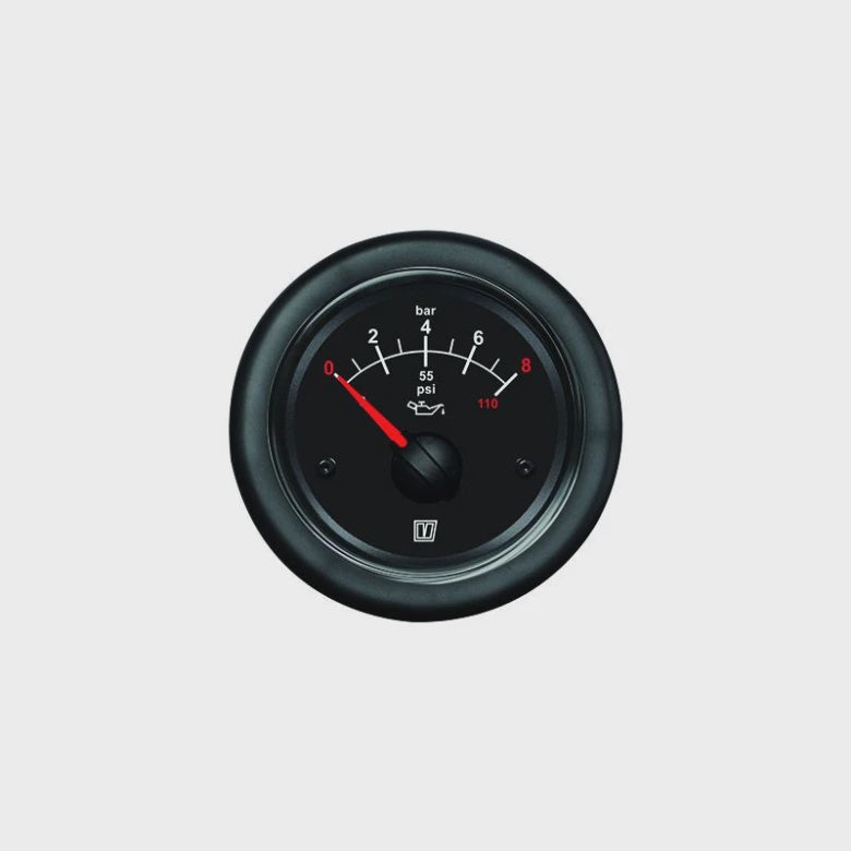 Oil pressure gauge black, 12 / 24 V, (0-8 kg/cm2), cut-out size Ø52mm (excl. sensor) OILB