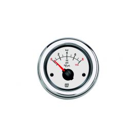 Oil pressure gauge, white, 12 / 24 V, (0-8 kg/cm2), cut-out size 52 mm ID (excl. sensor) OILW