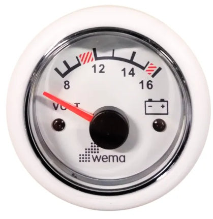 Wema Analogue Voltage Gauge 12v IPVR-WW-8-16 12v DC 52mmØ
