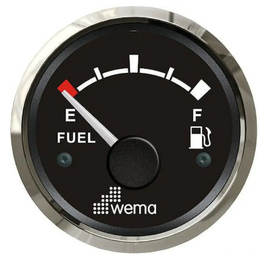 Wema Fuel Gauge IPFR-BS-0-190 12/24v DC 52mm 0-190 Black 110620