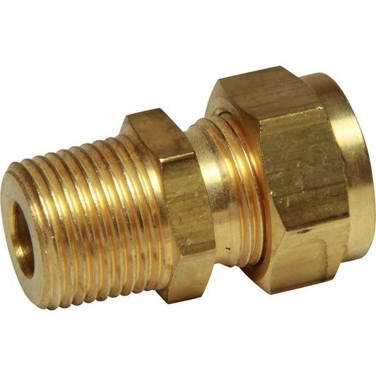 BRASS MALE STUD COUPLING 3/8in x 3/8in BSPT CARDED  1-14130P