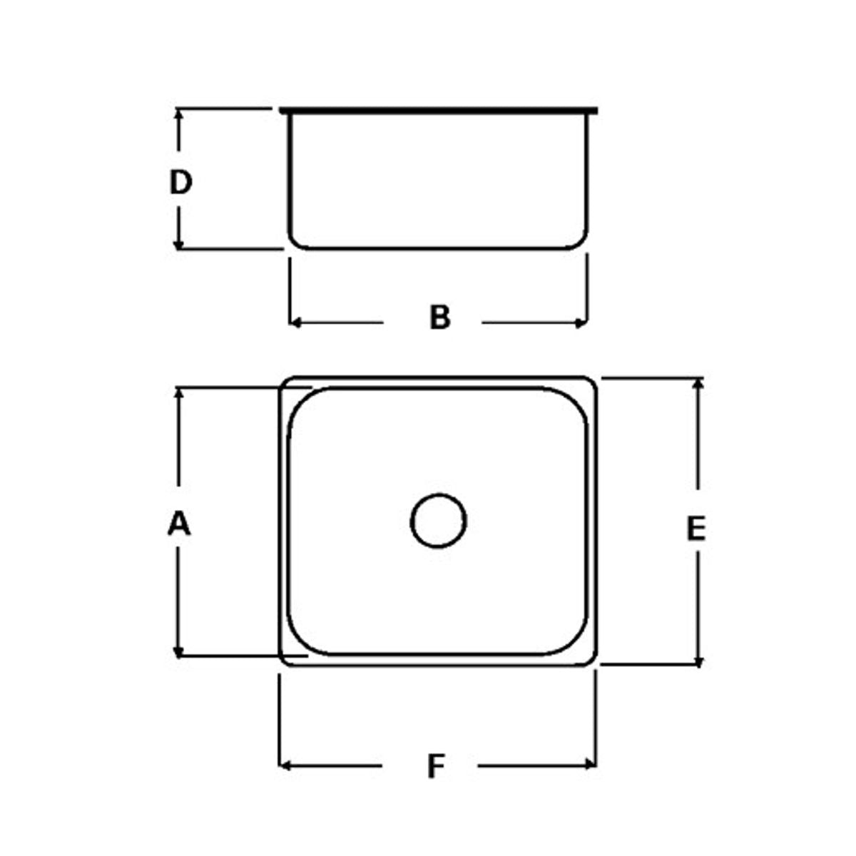 S/S RECTANGULAR SINK 298x238x150mm DEEP 9-67902