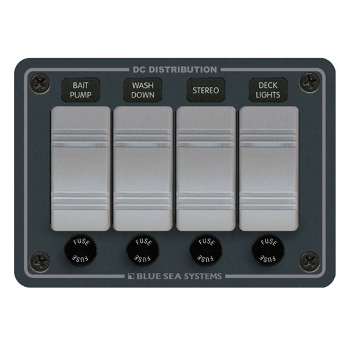 Blue Sea 4-Position IP66 Waterproof Panel Horizontal Black