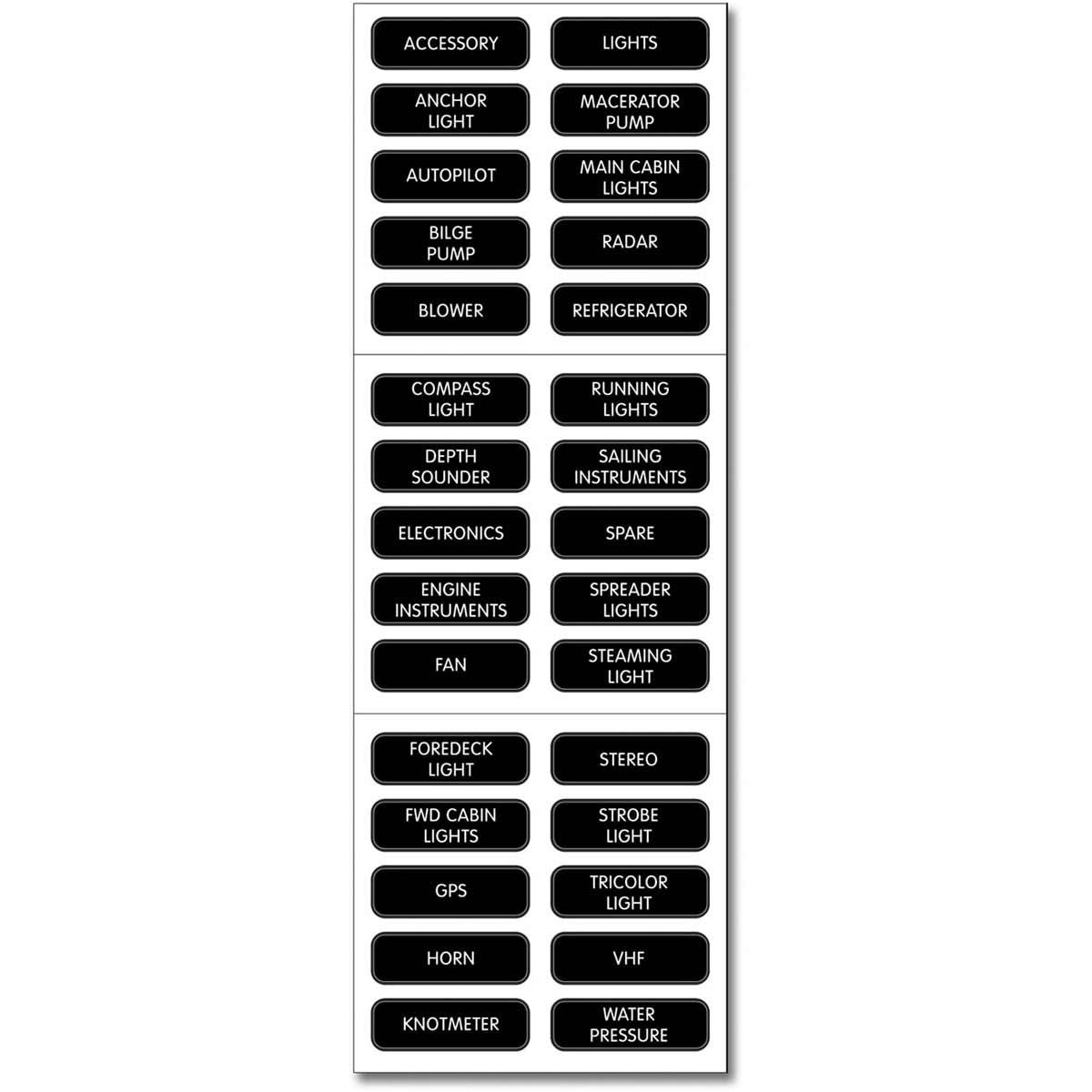 Blue Sea DC Panel Label Kit (30) Black
