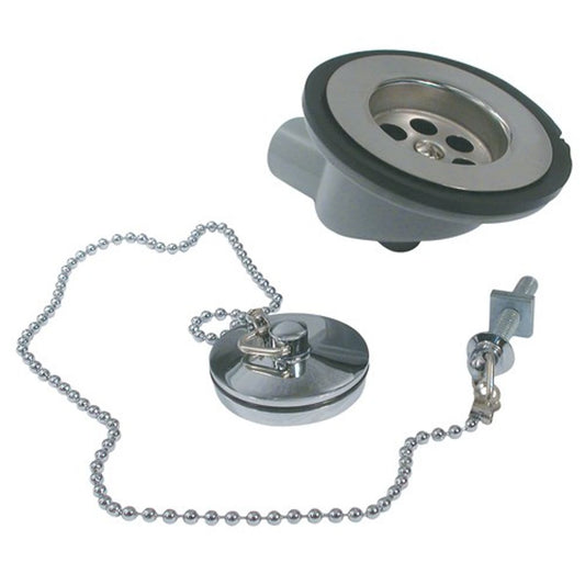 CHROME SINK WASTE PLUG+CHAIN 3/4inHOSE R/A  9-68031