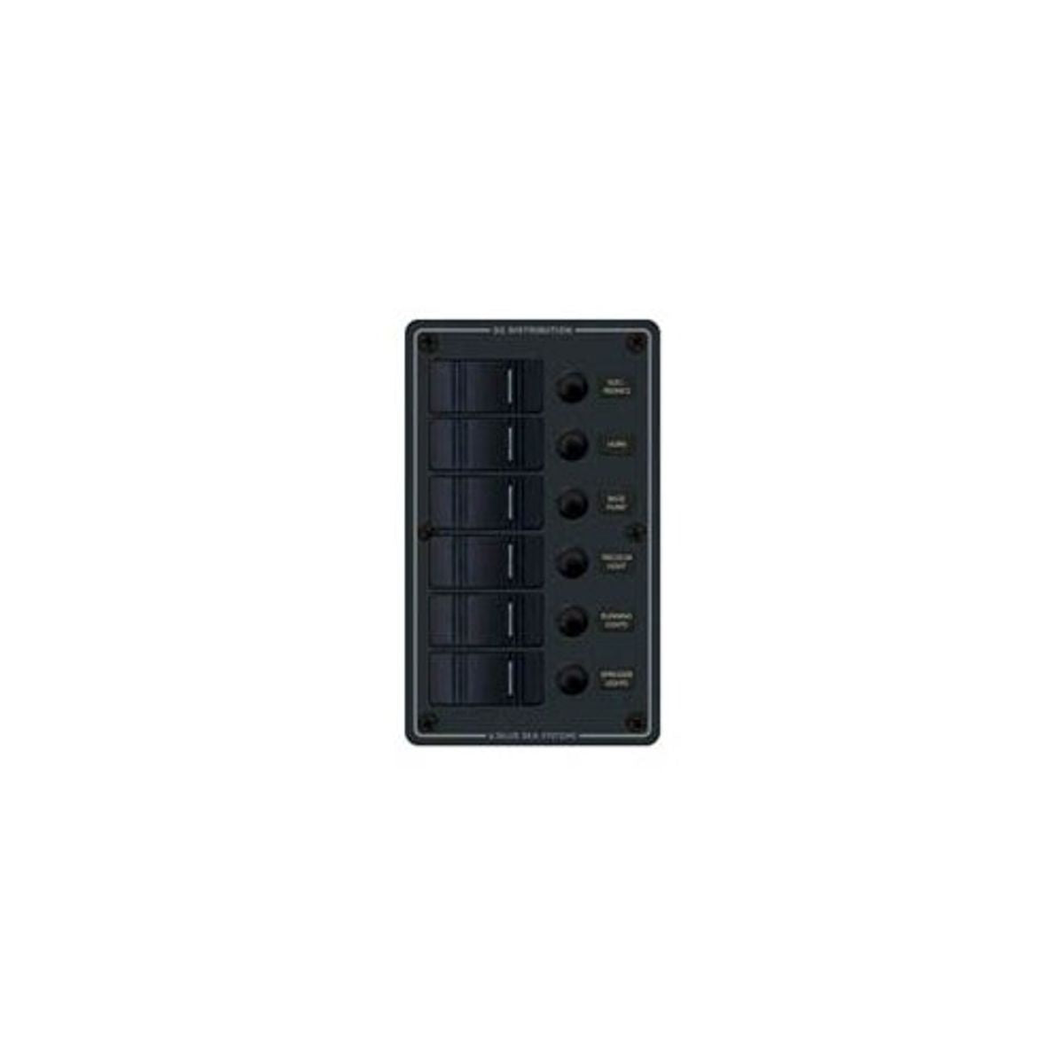 Blue Sea 6-Position IP66 Waterproof Vertical Panel Black