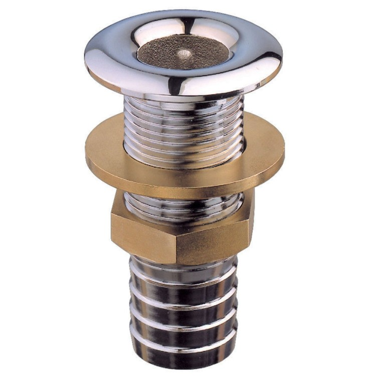 Guidi Chrome Thru-Hull Connection With Hose Adaptor 3/8" 1123C-110118
