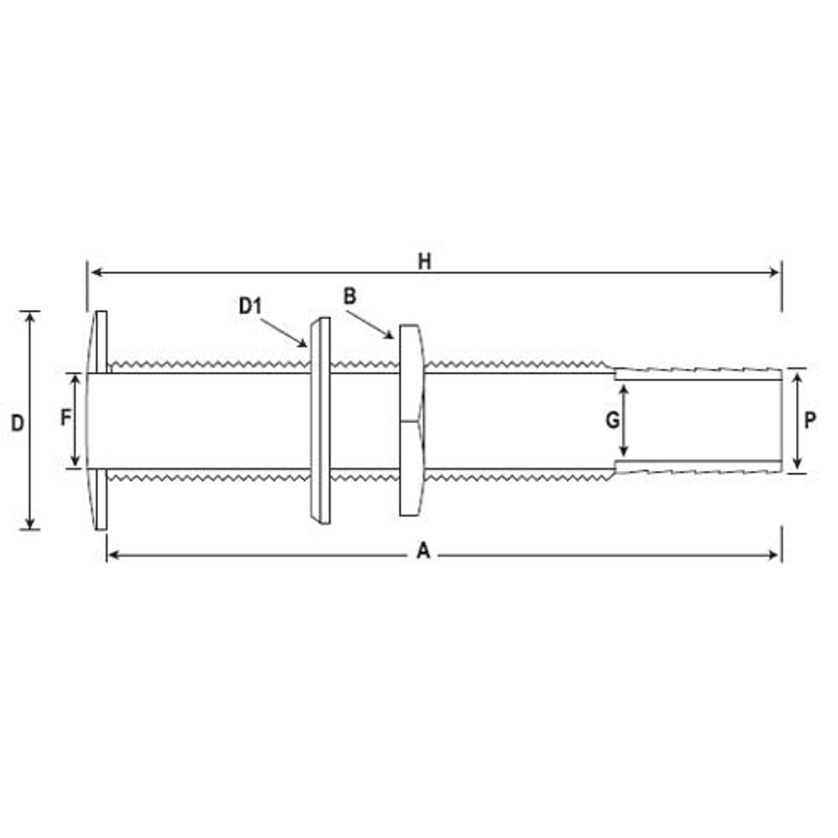 LONG BRASS SKIN FITTING 3/4inBSP 19mm HOSE 142mm  N-00392