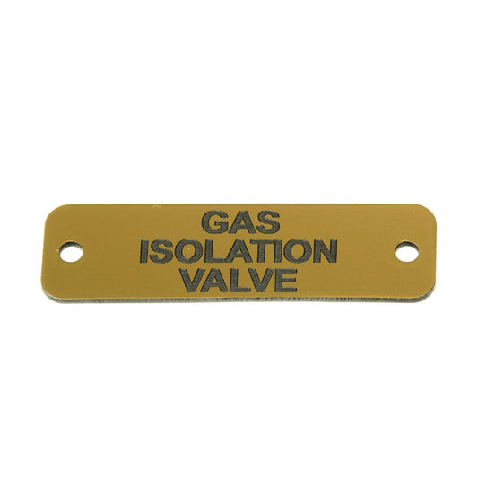 Gas Isolation Valve Label (S) Gold with Black Engraving 75mm x 22mm
