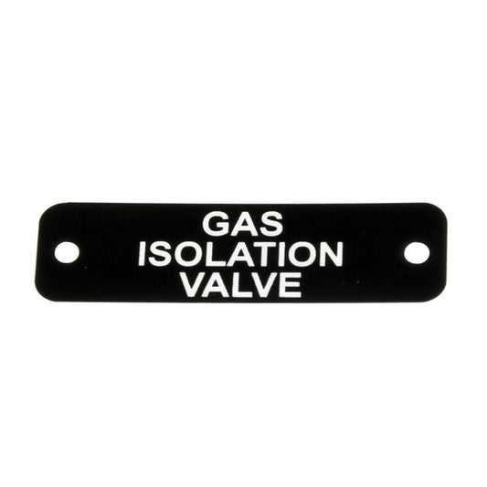 Gas Isolation Valve Label (S) Black with White Engraving 75mm x 22mm