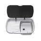 Thetford Argent Sink & Left Hand Drainer S/S with Black Glass Lid  N444/SS