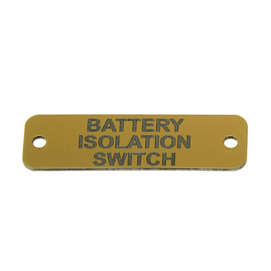 Battery Isolation Switch Label (S) Gold with Black Engrave 75 x 22mm