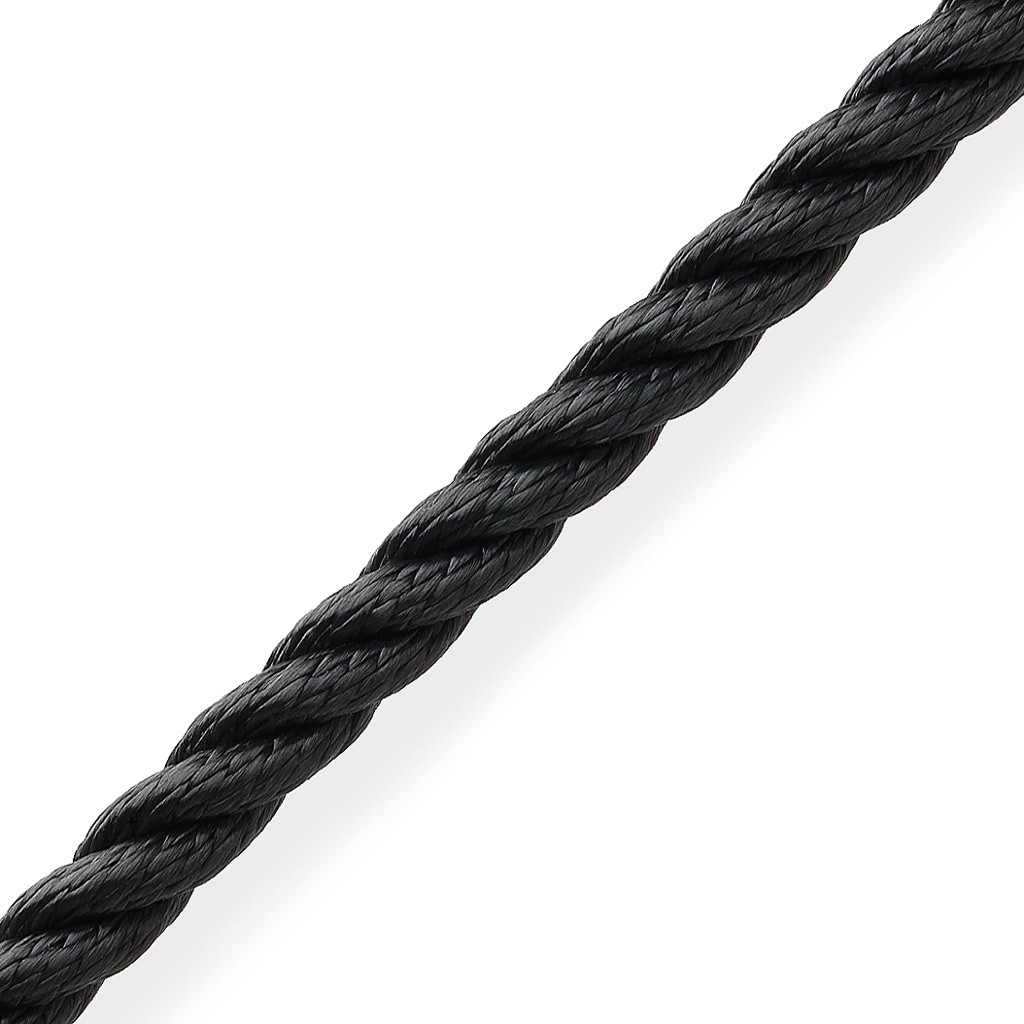 Marlow 3 Strand Polyester 6mm Black PER METRE