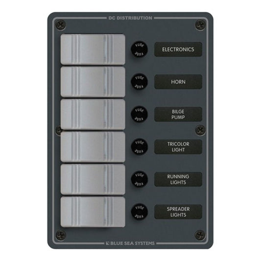 Blue Sea 6-Pos IP66 Waterproof V Panel Slate Grey