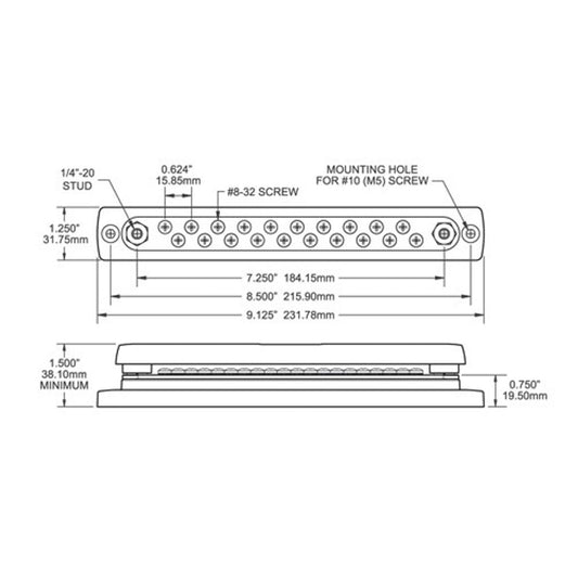 Blue Sea Common Busbar 20 Gang with Cover (150A)