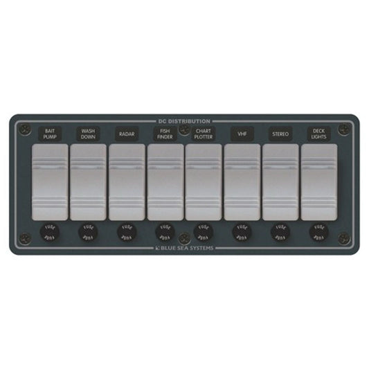 Blue Sea 8-Position IP66 Waterproof Panel Horizontal Black