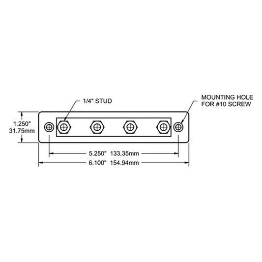 Blue Sea Busbar 4x 1/4" Stud Common Bus 150A