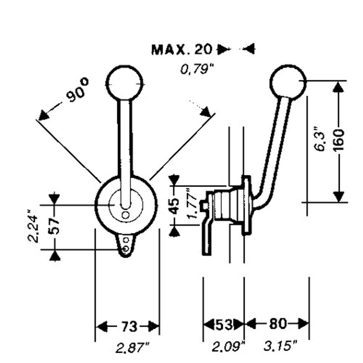 Ultraflex Single Lever Flush Side Mount Control