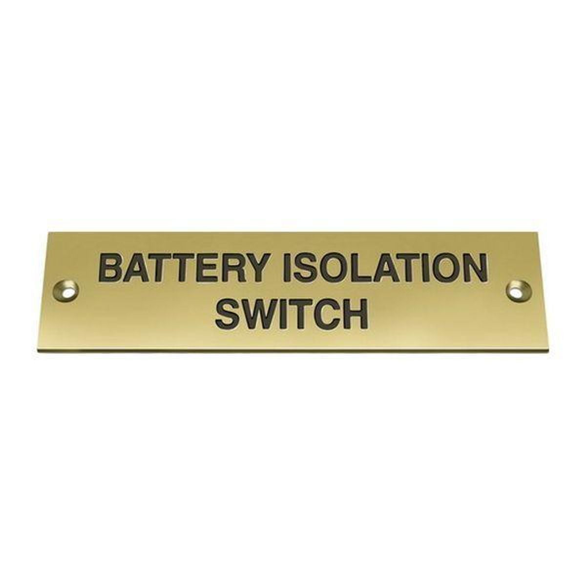 AG Nameplate 'Battery Isolation Switch' Brass