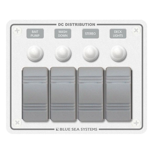 Blue Sea 4-Position IP66 Waterproof Panel Horizontal White