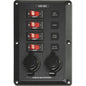 Blue Sea Panel Below Deck 12V DC CB 4-Position 2 12V Plugs (Unpacked)