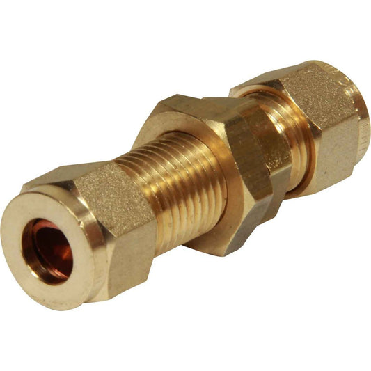 G Brass Bulkhead Coupling 5/16" Tube 3/8"