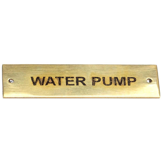 AG SP Water Pump Label Brass 75 x 19mm