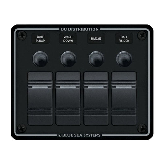 Blue Sea 4-Pos IP66 Waterproof Horizontal C/B Panel Black