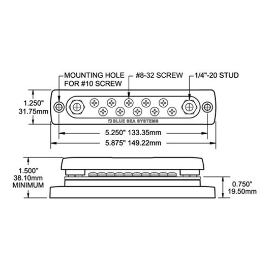 Blue Sea Common Busbar 10 Gang (150A)