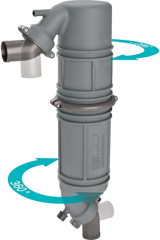 Rotatable muffler/gooseneck type NLPG, with rotating inlet and outlet for Ã˜ 45 mm hose  NLPG45