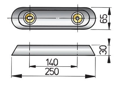 Hull anode type 25, aluminium (excl. connection kit)  ALU25C