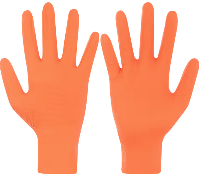 Halo Disposable Nitrile Powder Free Gripper Gloves, Orange, L, Box of 100