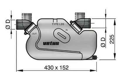 Waterlock type LSS45, with rotating inlet and outlet for Ã˜ 45 mm hose  LSS45A