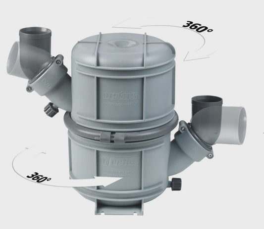 Dual-stage waterlock with 40mm hose connections, 4.5 litres